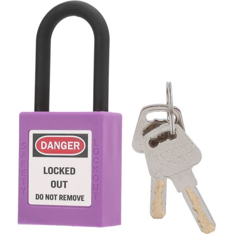 Cadenas de sécurité 38 mm/1,5 po, isolant, anti-poussière, avec 2 clés, pour usines, chantiers de construction et hôpitaux (violet) (1/5)