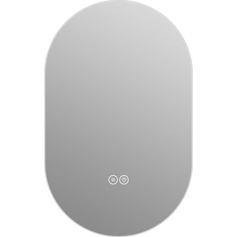 Miroir de Salle de Bain LED Capsule 50x80 cm, Miroir Ovale Sans Cadre avec Éclairage, Anti-Buée, Capteur Tactile Dimmable, 3 Températures de Couleur, Verre Argenté HD Sans Cuivre (1/5)