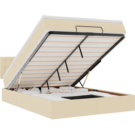 Maison Exclusive - Cama otomana con colchón y luces LED Tela crem (1/5)