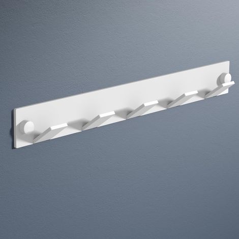 doporro Appendiabiti da Parete con 5 Ganci, in Acciaio Inox, Barra Portaganci per Camera, Bagno e Cucina, Ideale per Giacche, Cappotti e Asciugamani, Bianco Opaco (1/5)
