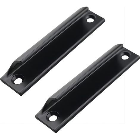 Manilla de puerta corredera de 2 piezas, tiradores de muebles ocultos negros, manilla para puerta de balcón, tiradores empotrados para puertas correderas, tiradores de cajón de 90 mm (1/4)