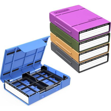 Boîtier de Protection pour Disque Dur - Support pour 4x 2,5" ou 1x 3,5", Antichoc, Anti-Poussière, Empilable (1/5)