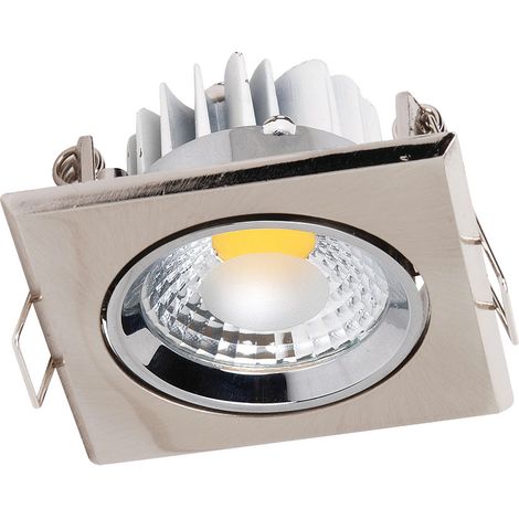 Spot LED downlight carré Mat chrome 5W (Eq. 50W) Dim 90x90mm (1/4)