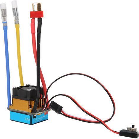 Contrôleur de vitesse électronique (ESC) BEC étanche 320 A avec ventilateur pour voiture ou bateau radiocommandé 1/10. (1/5)
