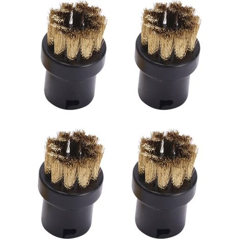 Ensemble de brosses rondes de rechange pour nettoyeur vapeur Karcher - Noir et cuivre (lot de 4) (1/5)