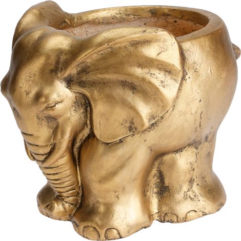 PROGARDEN macetero elefante dorado 27,5x22x26 cm , Macetero elefante 27,5 x 22 x 26 cmFabricado en loza de alta calidadIdeal para decorarApto par interior y exterior