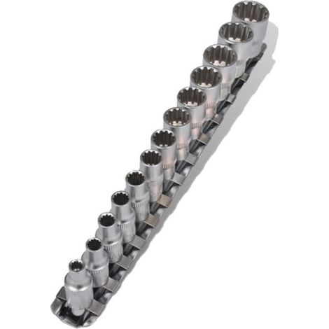 Trade Shop - Juego 13 Llaves Torx Miller Pz 1/4" 4-14mm Escalada Strip Clip -