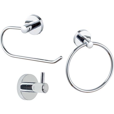 Toilet paper holder set, bathroom accessories include toilet paper holder, towel ring, coat hook (1/4)