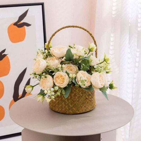 Pivoines Artificielles - Soie - 30 Cm - Champagne - 4 Pièces (1/4)
