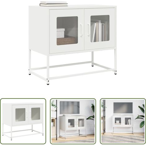 Schrank - TV-Schrank Weiß 68x39x60,5 cm Kaltgewalzter Stahl (1/5)