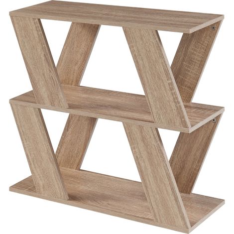 Mesa auxiliar con 2 estantes tablero de partículas 60 x 22 x 57 cm efecto roble marrón 030010934 (1/5)