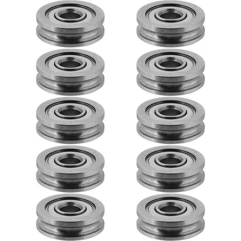 10 pièces imprimante 3D roulement de poulie de roue à rainure en U, rainure en U en métal scellé roue de guidage poulie Rail roulement à billes pièces de rechange extrudeuse accessoires U604ZZ 4  (1/5)