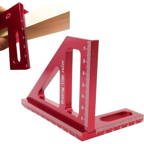 Regla de carpintería de aleación de aluminio, herramienta de ángulo recto, regla de dibujo ajustable para carpintería. (1/4)
