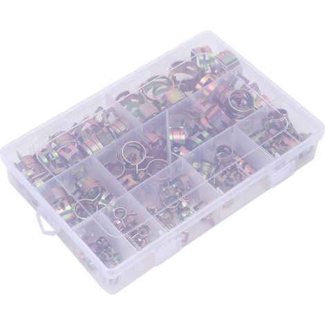 Kit 100 pinces à ressort assorties pour tuyau d'air, conduit d'eau et durite de carburant automobile (1/5)