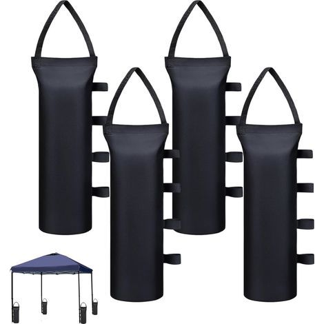 Set di 4 sacchi di sabbia, in tessuto Oxford 800D, con chiusura in velcro, impermeabili, ideali per gazebo, tende o ombrelloni. (1/5)