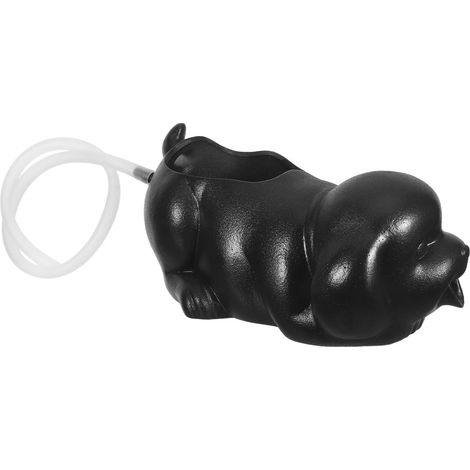 Fontaine en Céramique pour Aquarium et Jardin Cascade Ornement Chien pour Bassin et Planteur Accessoire Filtration Naturelle (Noir) (1/5)