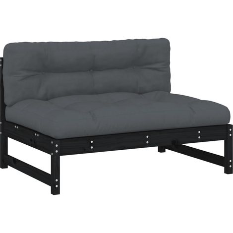 Maison Exclusive - Mittelsofa Schwarz 120x80 cm Massivholz Kiefer