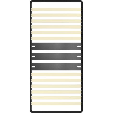 DEWINNER Sommier Ergonomique à Lattes 90 x 200 cm, 15 Lattes Peuplier Naturel, Cadre Noir Renforcé, Compatible Boxspring (90 x 200 CM - 0 Pied)