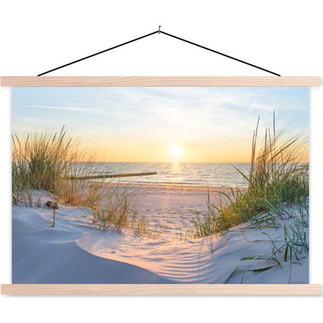 AFFICHE AVEC CADRE MAGNÉTIQUE Plage - Soleil - Dune - Herbe - Sable - Horizon 60x40 (1/3)