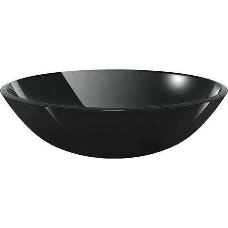 Waschbecken Hartglas 42 cm schwarz vidaXL (1/4)