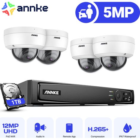 Annke – Kit de vidéosurveillance 6MP avec 4 caméras IP PoE – Vision nocturne couleur jusqu'à 30m – Enregistrement audio – IP67 résistant aux intempéries - NVR 4 X (1/5)