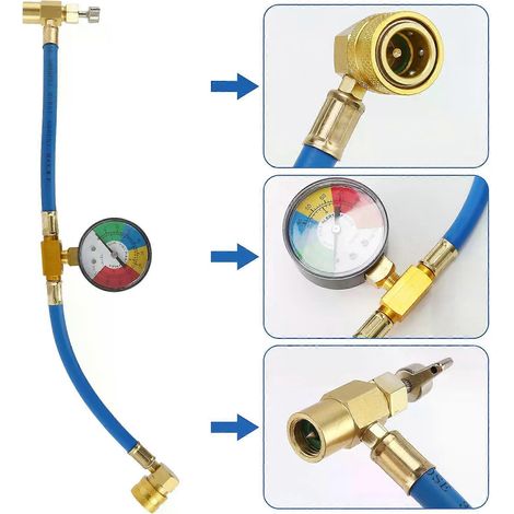 N68R--R134A Auto-Klimaanlagen-Kältemittel-Befüllschlauch-Set mit Manometer, 1/2-Befüll-Messset für Klimaanlagen, Anschlussdose für Klimaanlagen (1/4)