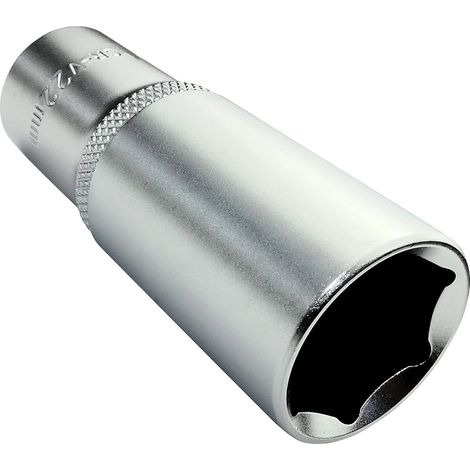 Douille de Vissage - Profonde/Rallongée/Longue - 1/2x22mm - pour Clé/Cliquet Manuelle/Pneumatique - Corps Cylindrique - Hexagonale/6 Pans Allen - en Acier CR-V - Couleur Argent (1/2)