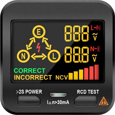 Rilevatore di tensione elettrica con display LCD digitale, tester per prese, funzioni di test NCV e polarità, controllo di sicurezza per casa e scuola