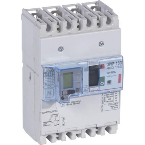 Disjoncteur magnétothermique différentiel DPX³160 pouvoir de coupure 36kA 400V - 4P - 40A - LEGRAND