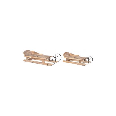 Kaemingk – Traîneau décoratif de Noël – Sapin et métal naturel, longueur 48,5 cm (1/2)
