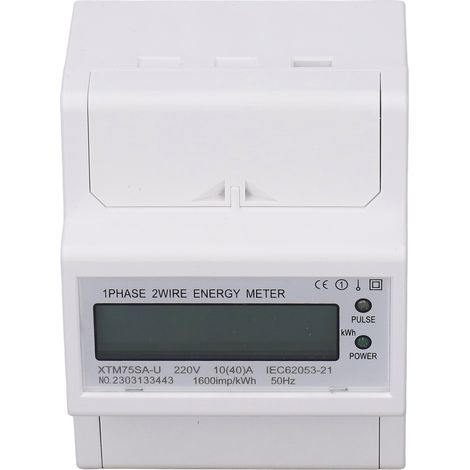 Einphasen-Digitalstromzähler 4P DIN-Schiene, Voltmeter Amperemeter LCD 35mm, Leistung 10(40)A DC220V, genaue Energiemessung für Schalttafeln. (1/5)