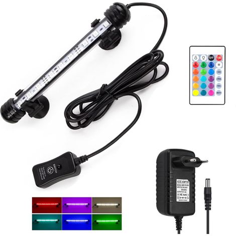LED Éclairage Aquarium Lampe, LED Aquarium Light RGB Lampe Tube Aquarium Dimmable Submersible IP68 étanche pour Aquariophilie Fish Tank Lights Lampe d'aquarium (Coloré, 18cm) (1/5)