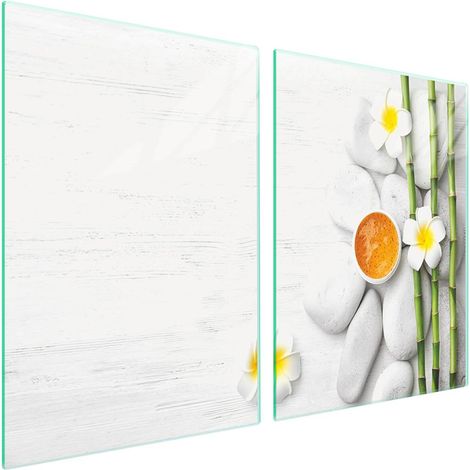 Plaque de protection en verre pour poêle 2x45x52 Bambou (1/5)