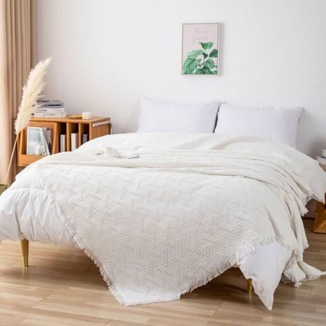 Housse De Canapé - 180x300 Cm - Blanc - 60% Coton 40% Polyester - Pour Canapé 3 À 4 Places - 1 Pièce (1/4)