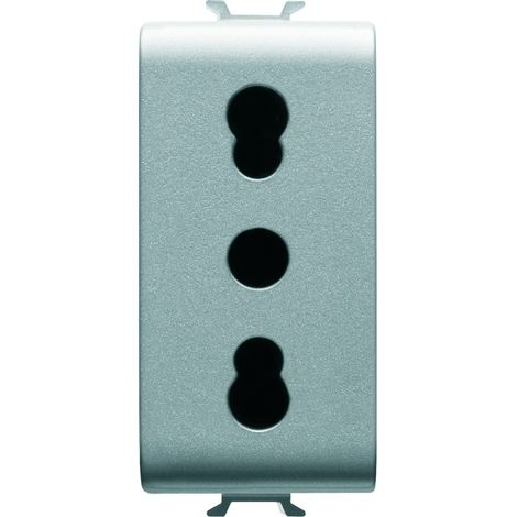 Presa 1M 2P+T 16A Biv.P17-11 Standard Ita.Titanio (Gewiss Cod. Gw14203) (1/2)