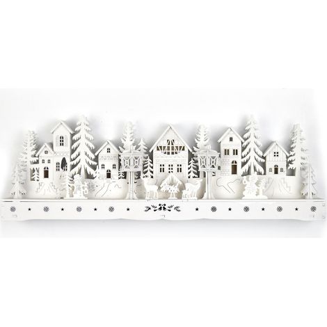 Wooden Light Up Christmas Town Village Light Up  Xmas Theme LED Table Decor (1/4)