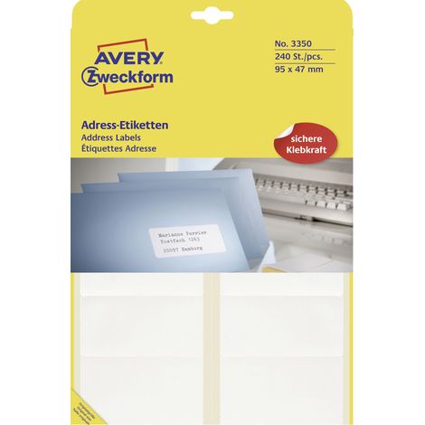 AVERY ZWECKFORM Adressetikett Avery Zweckform 95 x 47 mm (B x H) Papier weiß 240 Etik./Pack. (1/5)