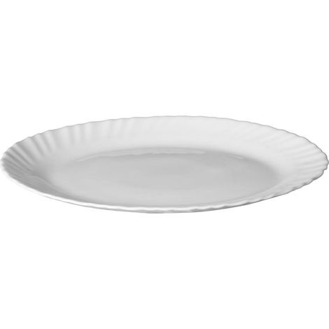 Ovale weiße Servierplatte (25,5 cm) für Aufschnitt, Vorspeisen, Kuchen (1/4)