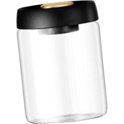 Bocal de conservation sous vide 900 ml - Récipient hermétique pour grains de café, céréales, pâtes et thé (noir, design en (1/5)