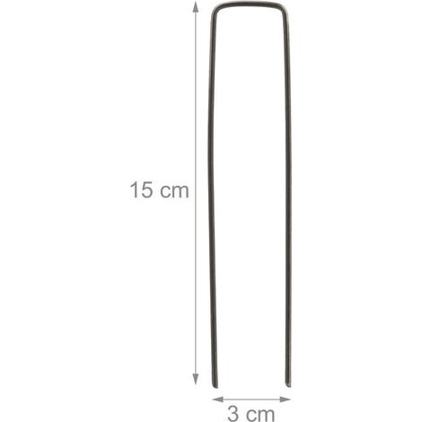 Piquets Fixation Lot 150 Acier 15 cm U Géotextile Jardin Toile Paillage Anthracite 2 mm Diamètre (1/3)