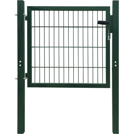 Puerta de vallado de acero verde 105x150 cm vidaXL (1/6)
