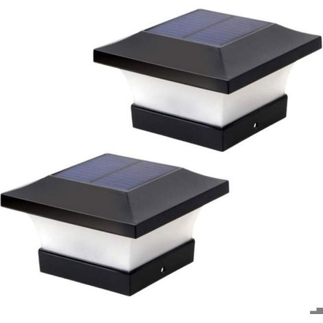 Lot de 2 lampes solaires, éclairage solaire LED haute luminosité 6000 K blanc pour poteaux 4 x 4, 5 x 5 ou 6 x 6 (1/5)