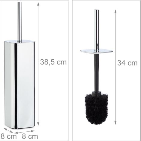 Portascopino WC supporto cilindrico rimovibile bagno fissaggio a parete 9,5 cm in plastica argentata 130003648