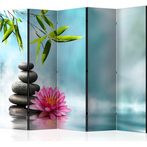 Paravent 5 Volets "Water Lily & Zen Stones" 172x225cm (1/2)