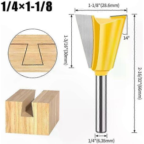 1/4"-Schwalbenschwanzfräser-Set, 6 mm Schaft, 14° Winkel, Holzbearbeitungsfräser für Gravur- und Holzbearbeitungsprojekte, 14-teilig (1/5)