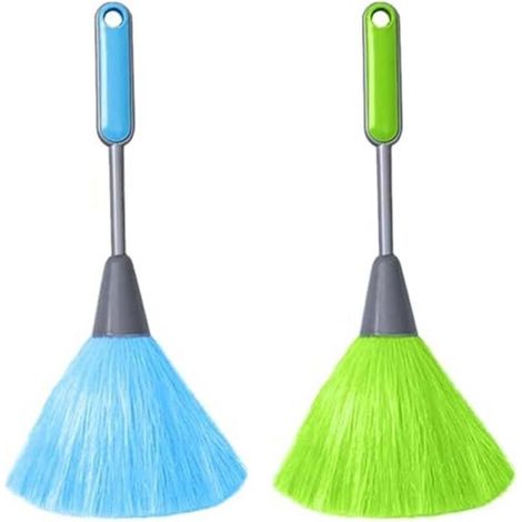 2 pièces plumeaux moelleux pour la cuisine, clavier d'ordinateur, plumeau à main en microfibre, plumeau pour fenêtre, plumeau pour le nettoyage, outil à poussière doux (vert, bleu) (1/4)