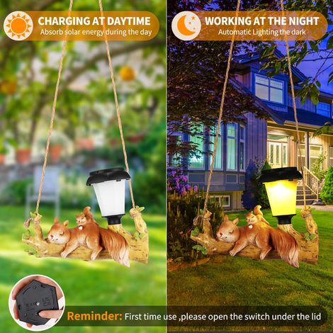 Lumière Solaire de Jardin Écureuil Étanche IP44 Décoration Extérieure Suspendue pour Pelouse Balcon Arbre