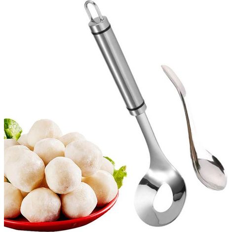 Set di 2 stampini per polpette, cucchiaio per polpette manuale, cucchiaio per polpette con fori, utensile da cucina, cucchiaio per polpette per la cucina (1/5)
