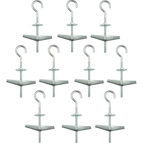 Packung mit 10 Federankern (94 cm) – Befestigung von abgehängten Decken, Gipskarton-Scharniere, Ösenbolzen für Trockenbauwände – verzinkter Stahl Cr3 (1/4)