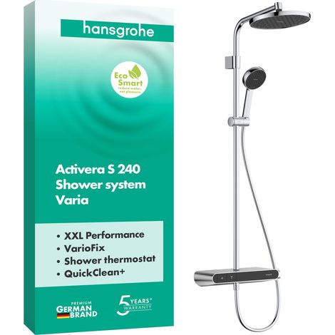 SET DE DOUCHE AVEC THERMOSTAT, DIAMÈTRE 24 CM, 2 JETS, ECOSMART, CHROME HANSGROHE 28638000